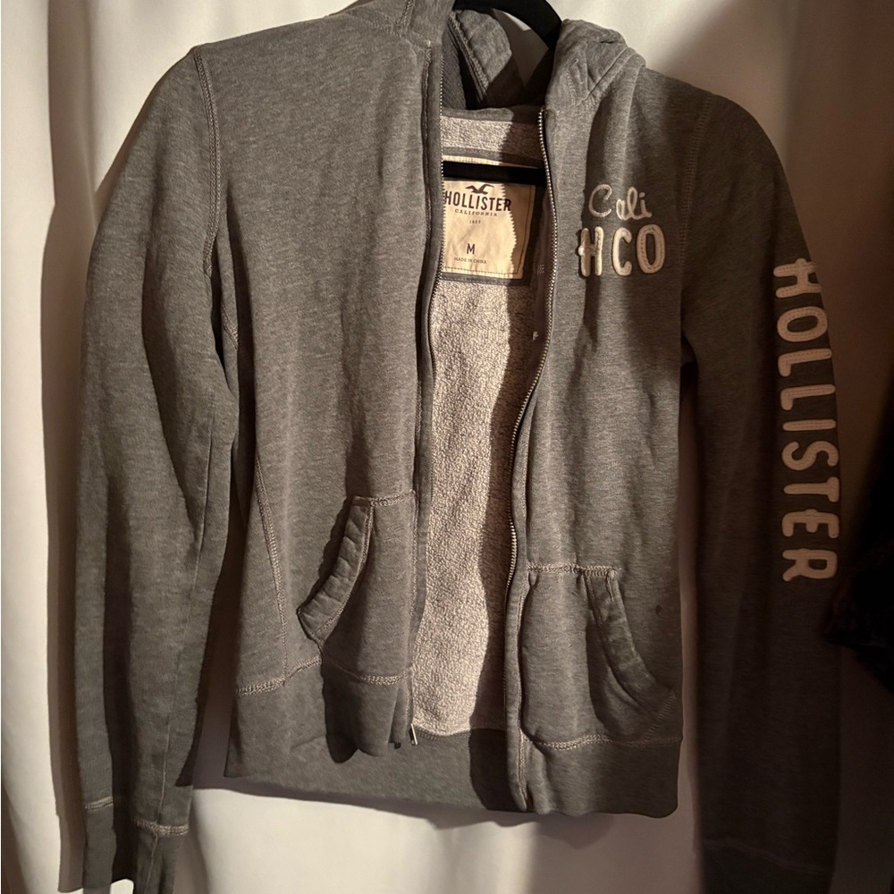 SIZE MEDIUM Hollister Women's Y2K Gray Hoodie with Logo